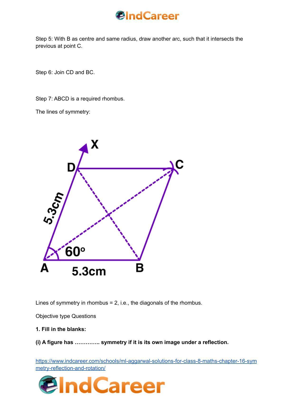 ML Aggarwal Solutions for Class 8 Maths Chapter 16- Symmetry Reflection and Rotation - Page 6