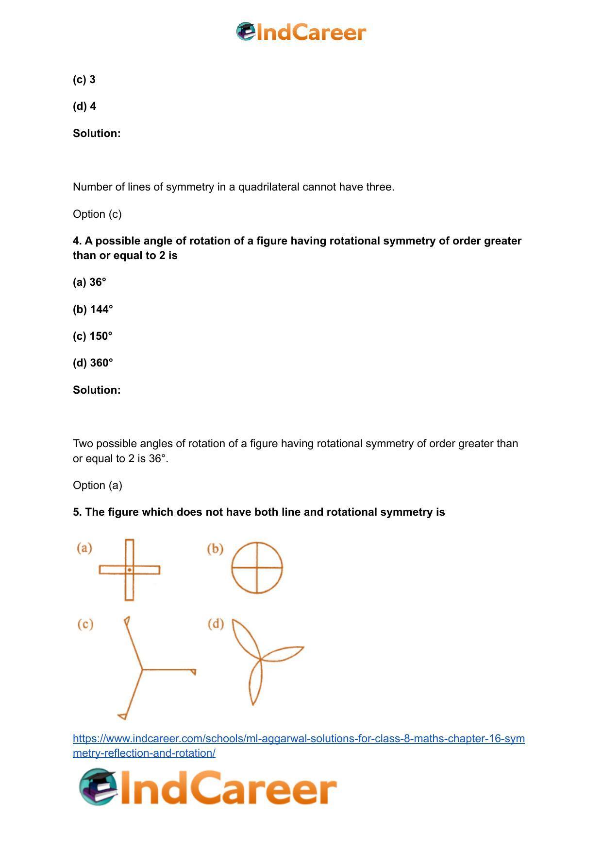 ML Aggarwal Solutions for Class 8 Maths Chapter 16- Symmetry Reflection and Rotation - Page 10