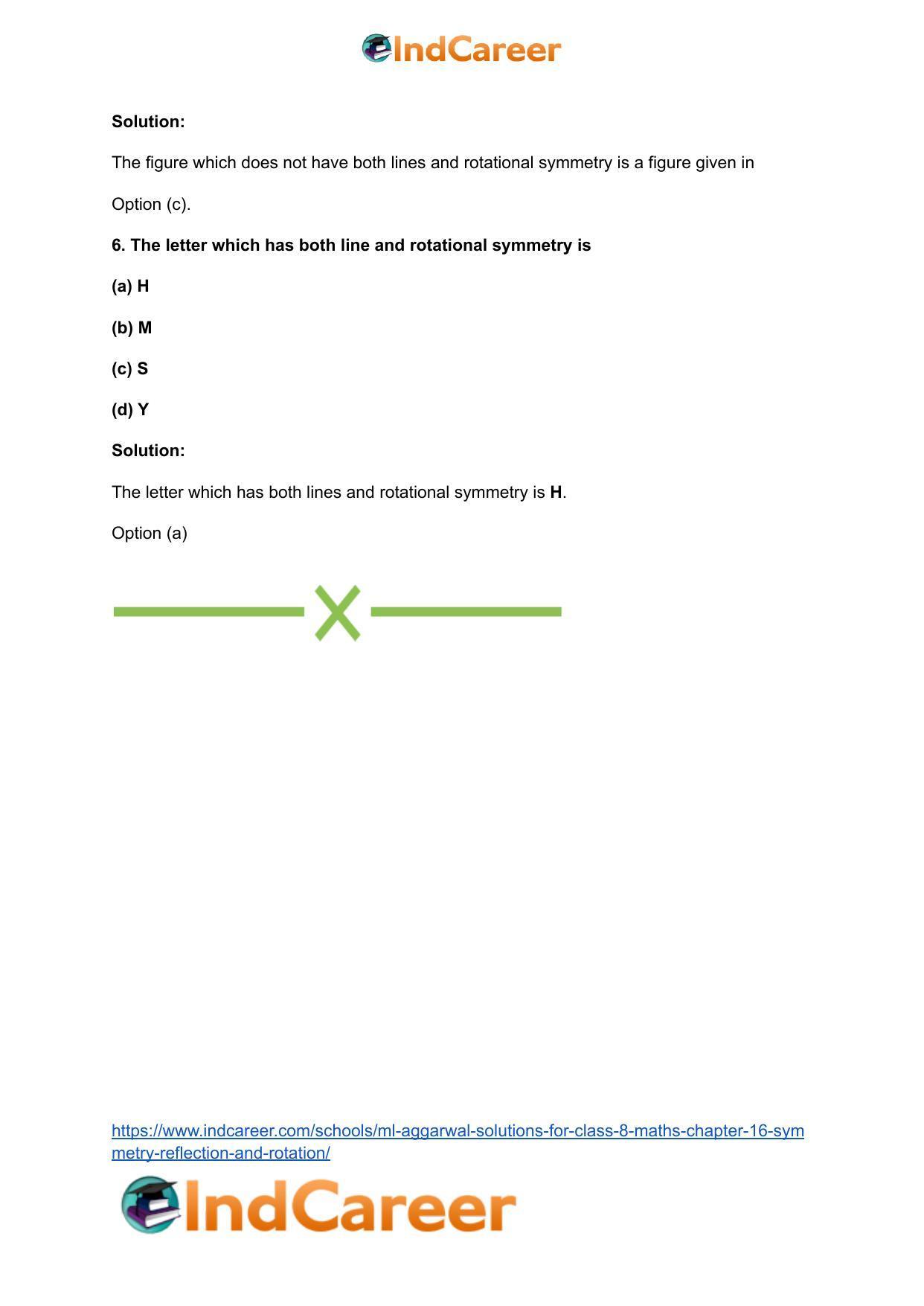 ML Aggarwal Solutions for Class 8 Maths Chapter 16- Symmetry Reflection and Rotation - Page 11