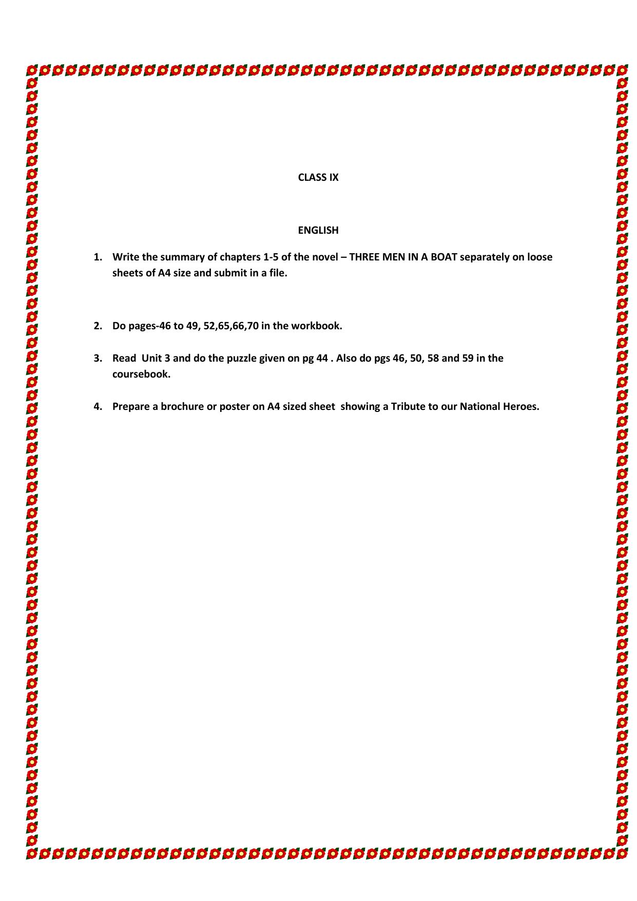 CBSE Worksheets for Class 9 English Assignment 10 - Page 1