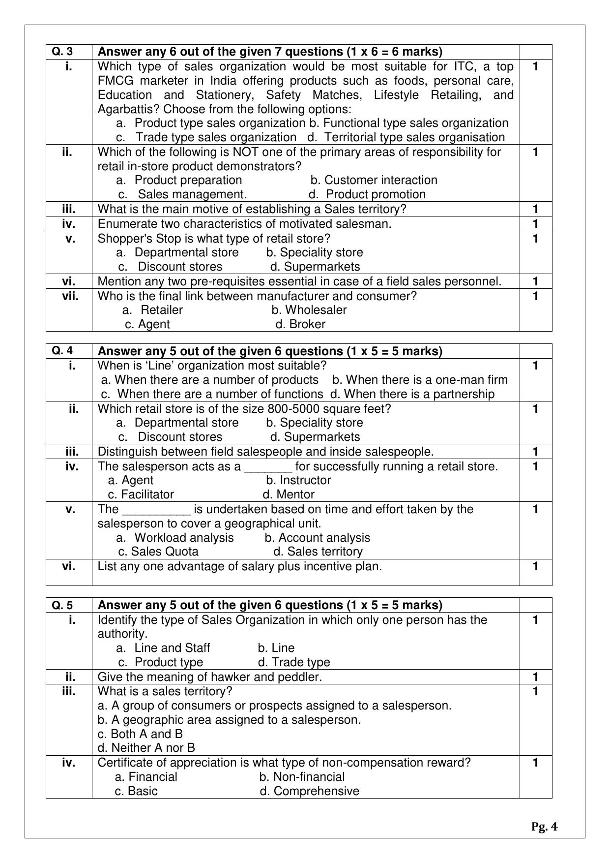 CBSE Class 12 (Skill Education) Salesmanship 2024 Sample Paper - Page 4