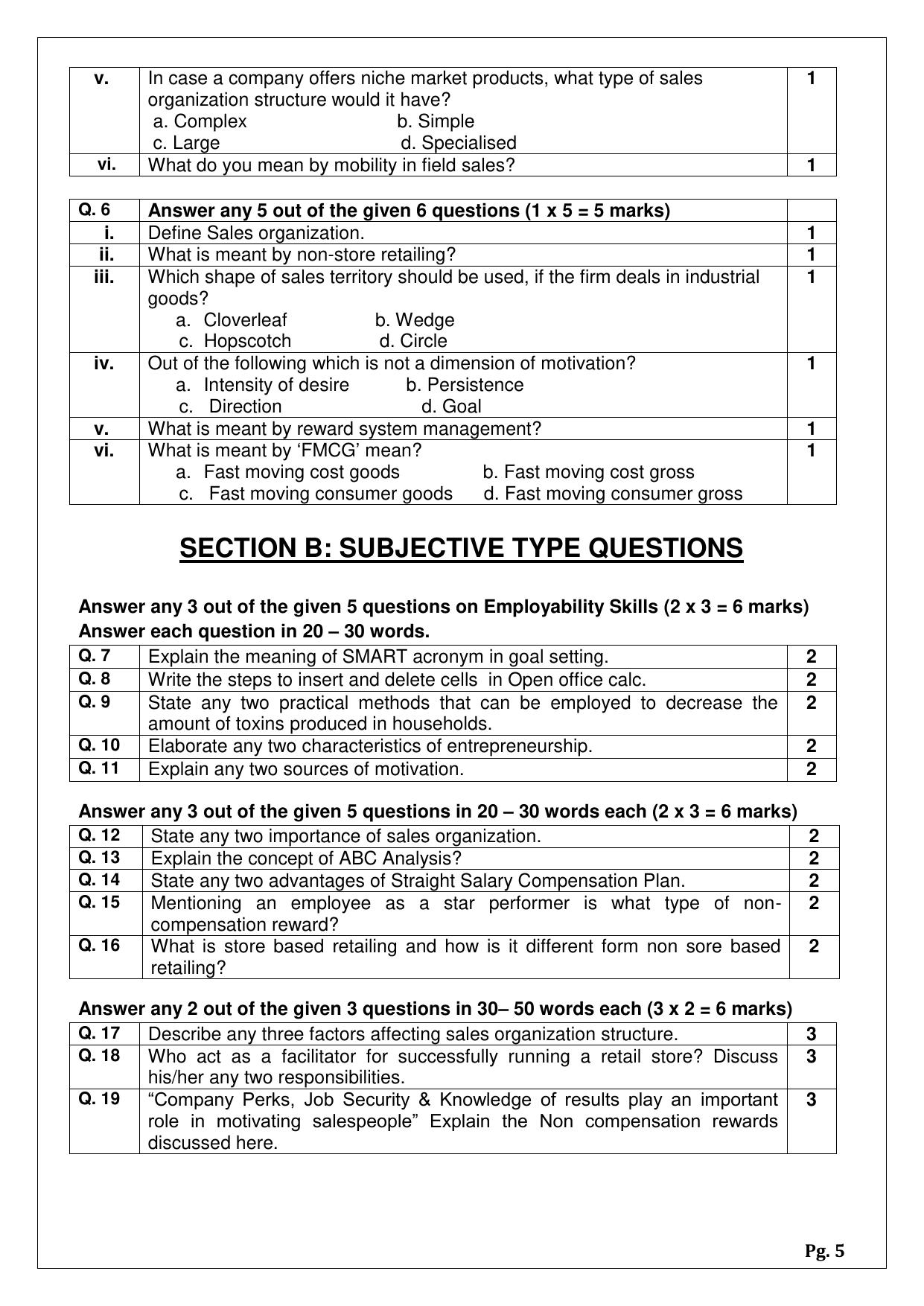 CBSE Class 12 (Skill Education) Salesmanship 2024 Sample Paper - Page 5
