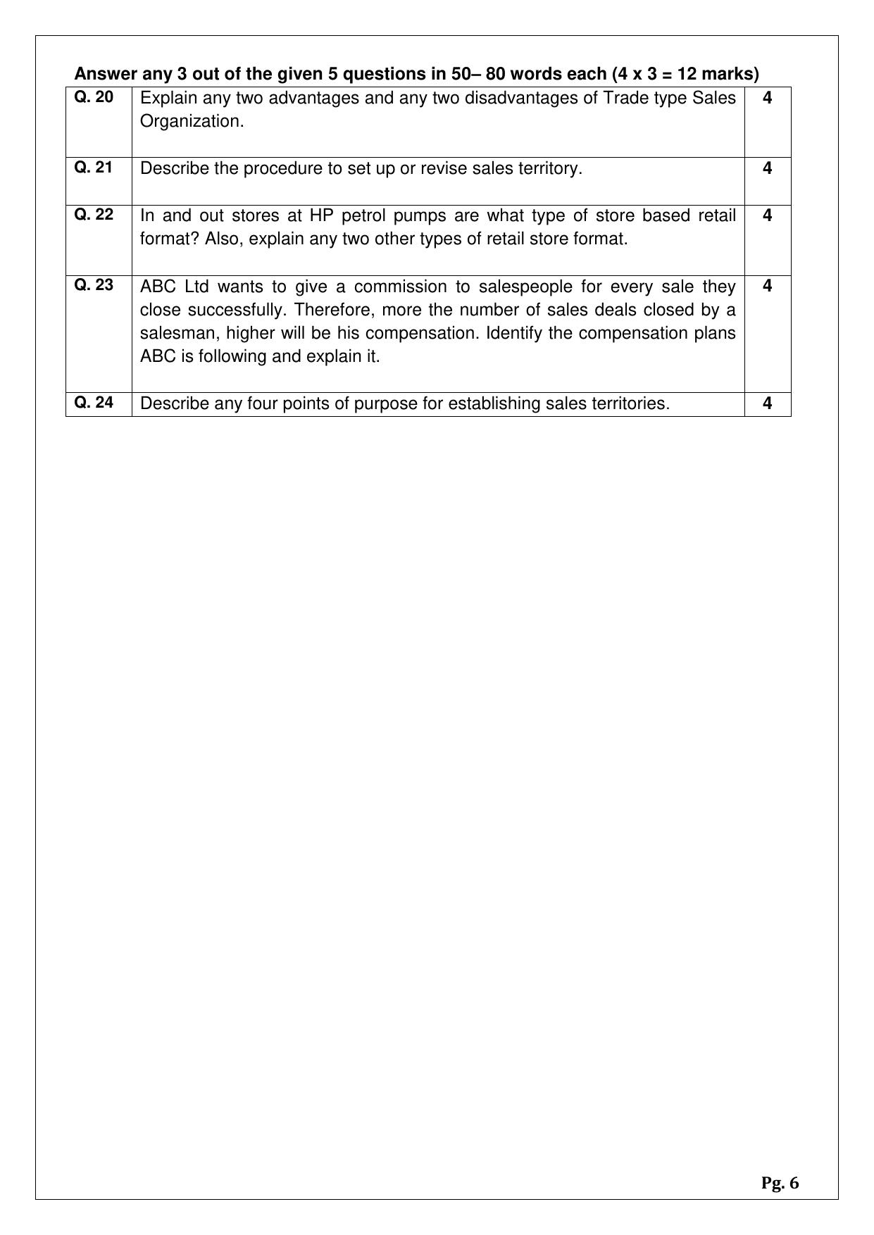 CBSE Class 12 (Skill Education) Salesmanship 2024 Sample Paper - Page 6