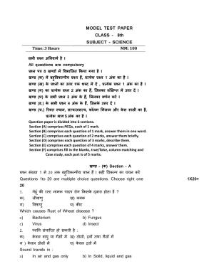 HPBOSE Class 8th Science Sample Question Papers 2025