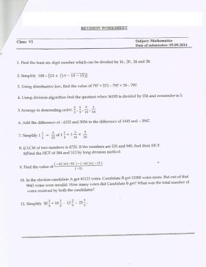 CBSE Worksheets for Class 6 Maths Assignment 15