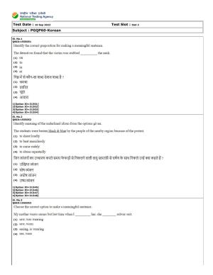 CUET (PG) 2022: PGQP-60 Korean (10-09-2022) Question Paper