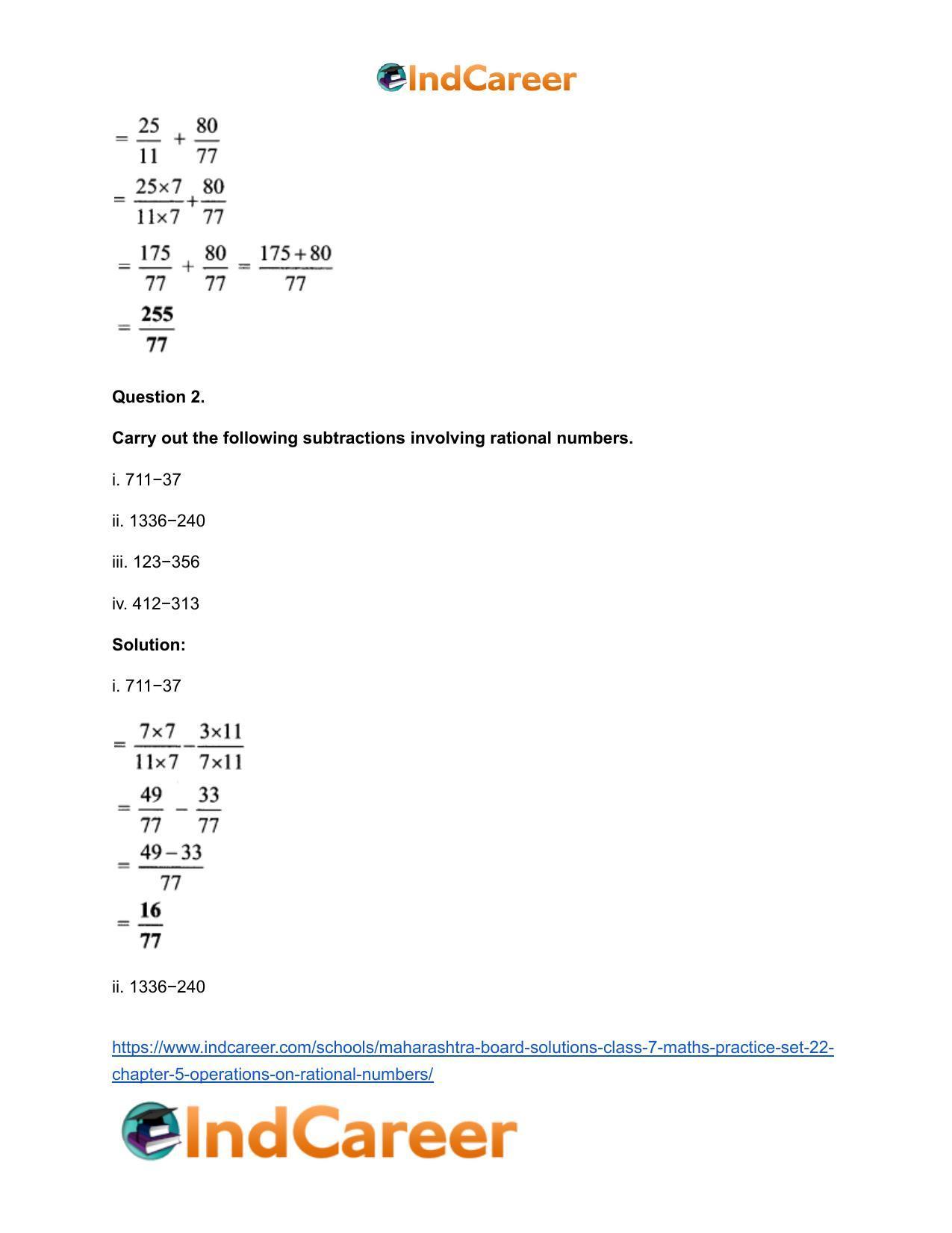 Maharashtra Board Solutions Class 7-Maths (Practice Set 22): Chapter 5- Operations on Rational Numbers - Page 4