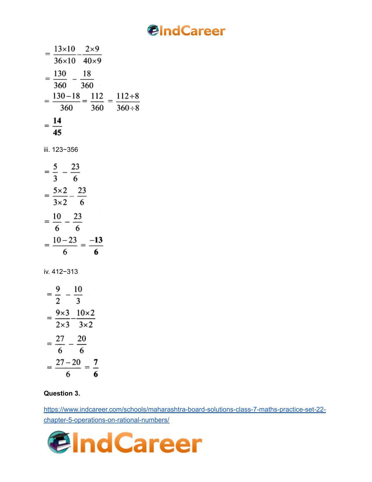 Maharashtra Board Solutions Class 7-Maths (Practice Set 22): Chapter 5- Operations on Rational Numbers - Page 5
