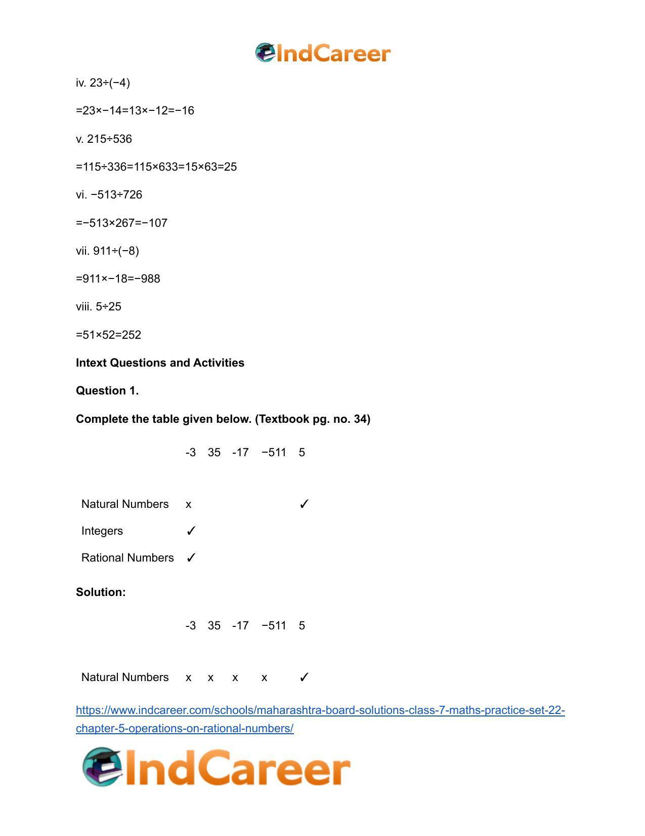 Maharashtra Board Solutions Class 7-Maths (Practice Set 22): Chapter 5- Operations on Rational Numbers - Page 8