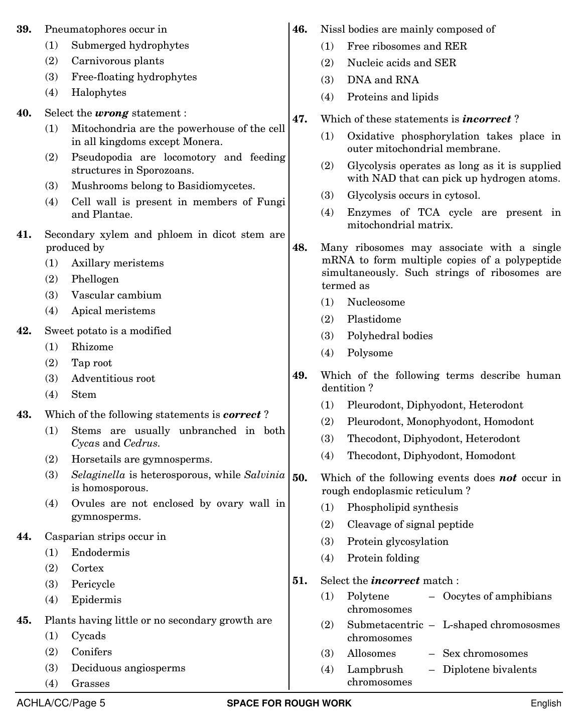 NEET English CC 2019 Question Paper - Page 5