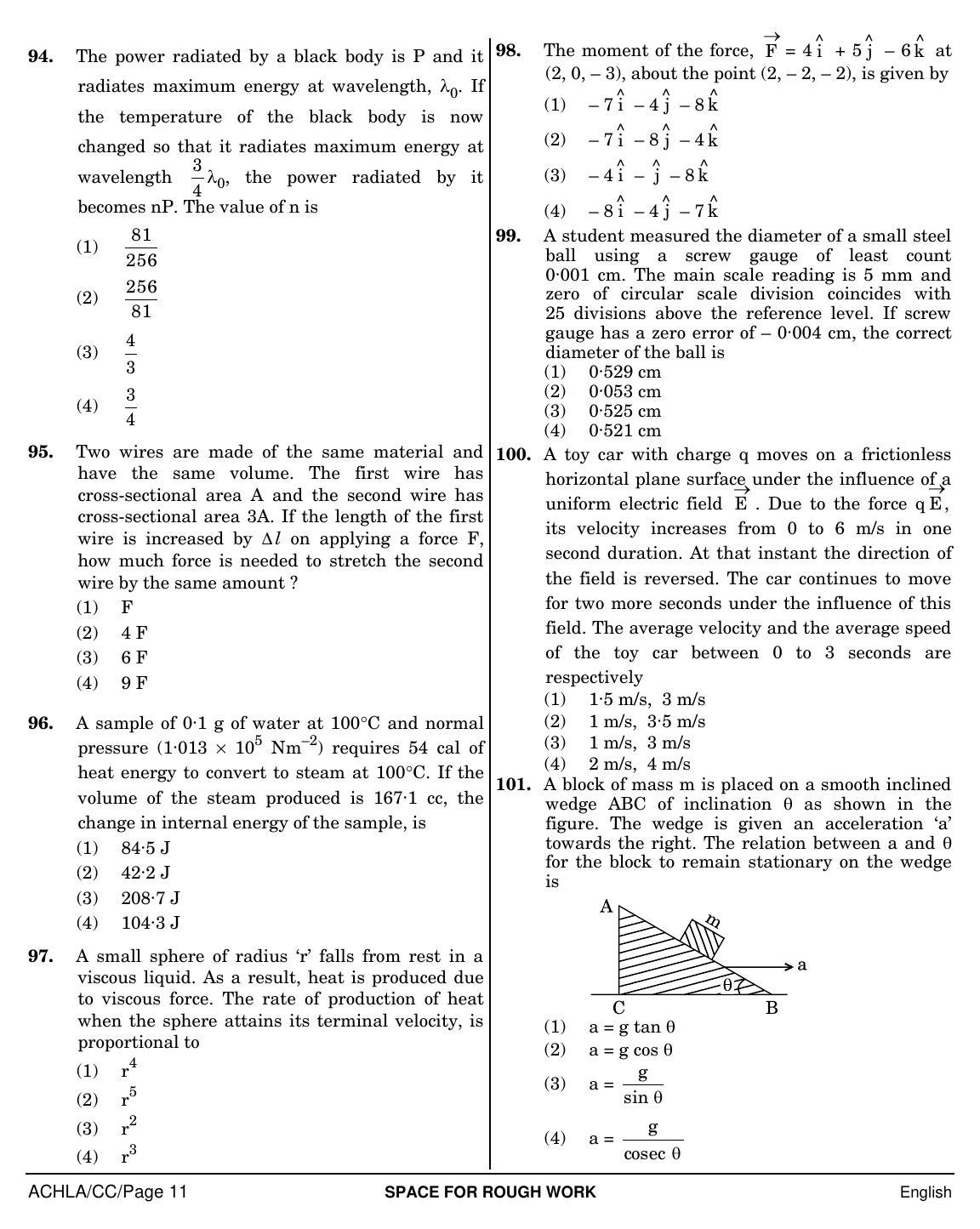 NEET English CC 2019 Question Paper - Page 11
