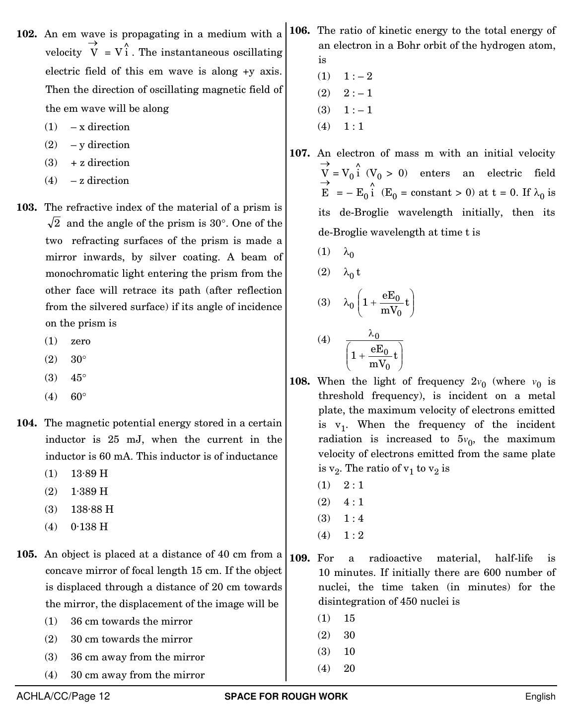 NEET English CC 2019 Question Paper - Page 12