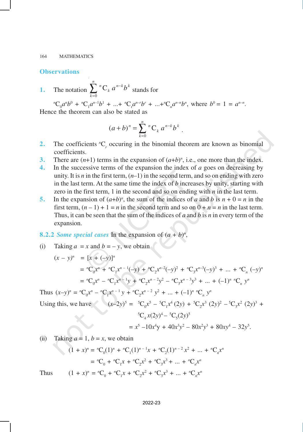 NCERT Book for Class 11 Maths Chapter 8 Binomial Theorem - Page 5
