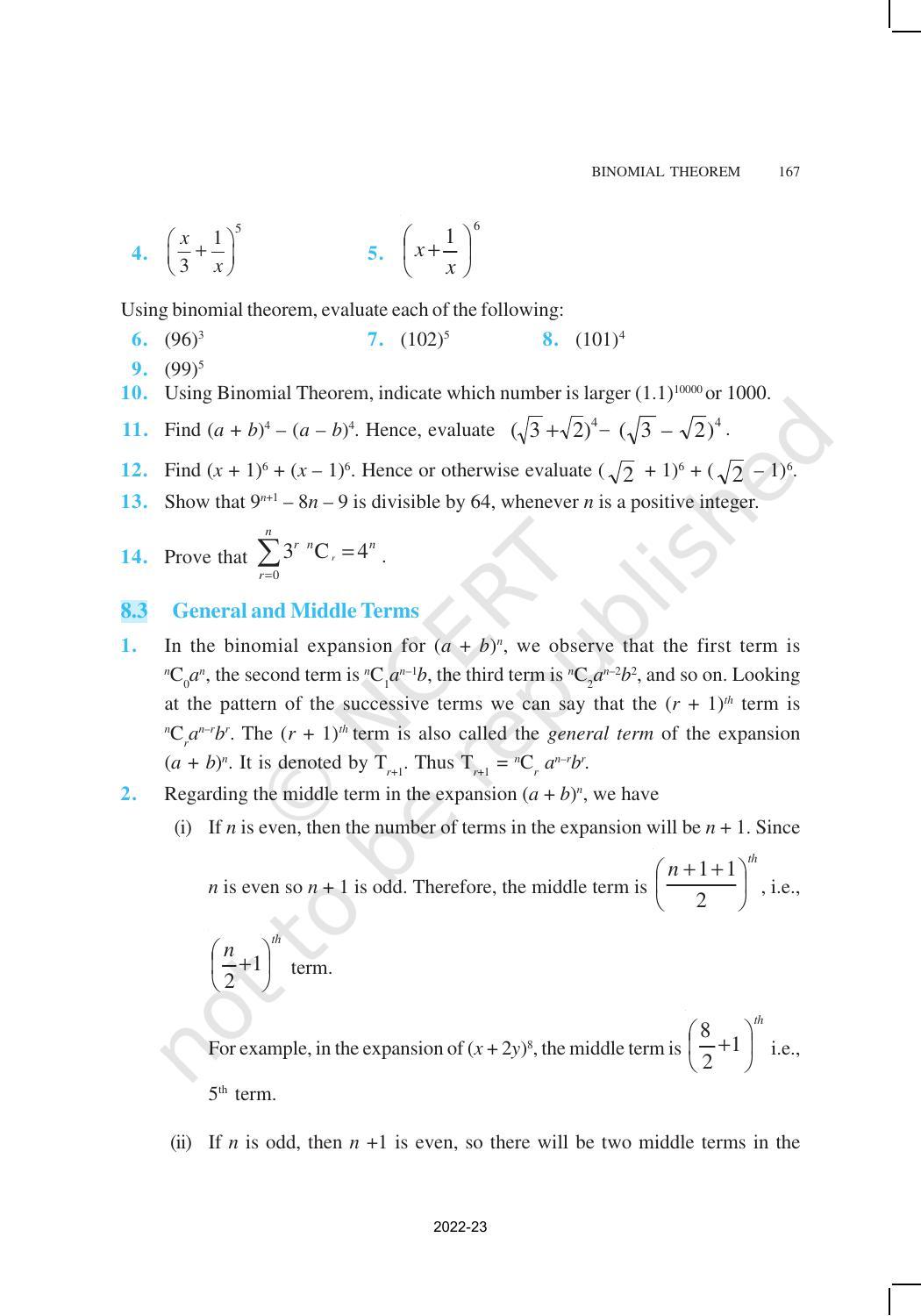 NCERT Book for Class 11 Maths Chapter 8 Binomial Theorem - Page 8
