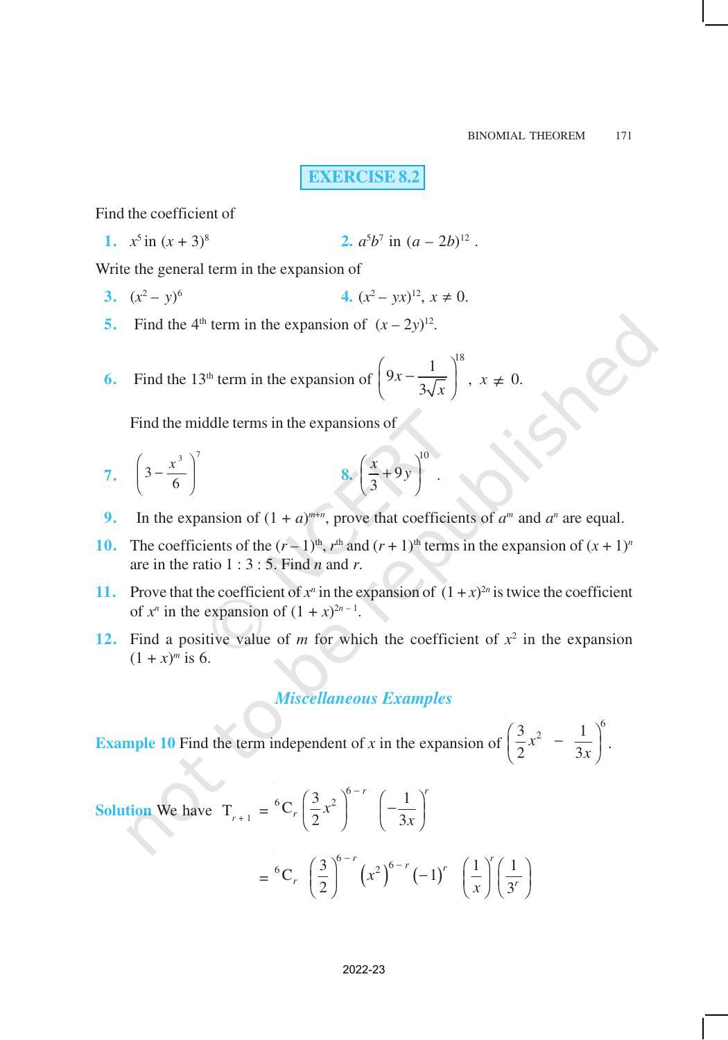 NCERT Book for Class 11 Maths Chapter 8 Binomial Theorem - Page 12