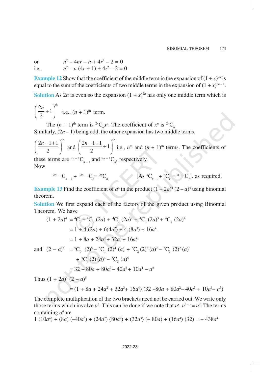 NCERT Book for Class 11 Maths Chapter 8 Binomial Theorem - Page 14