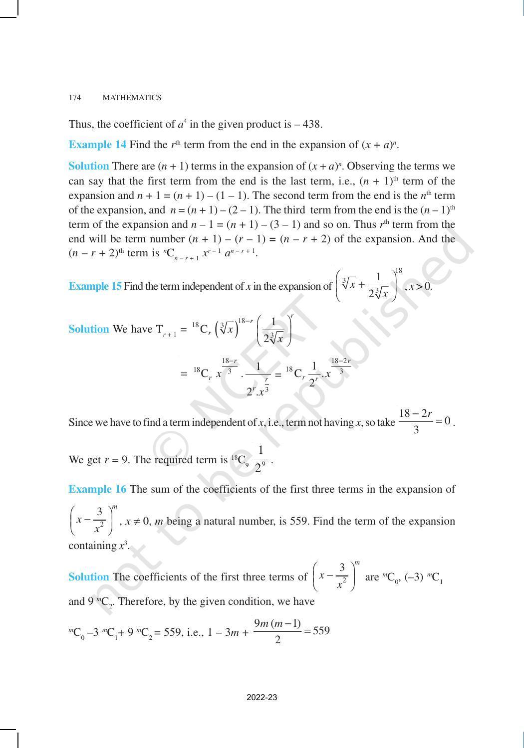 NCERT Book for Class 11 Maths Chapter 8 Binomial Theorem - Page 15