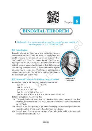 NCERT Book for Class 11 Maths Chapter 8 Binomial Theorem