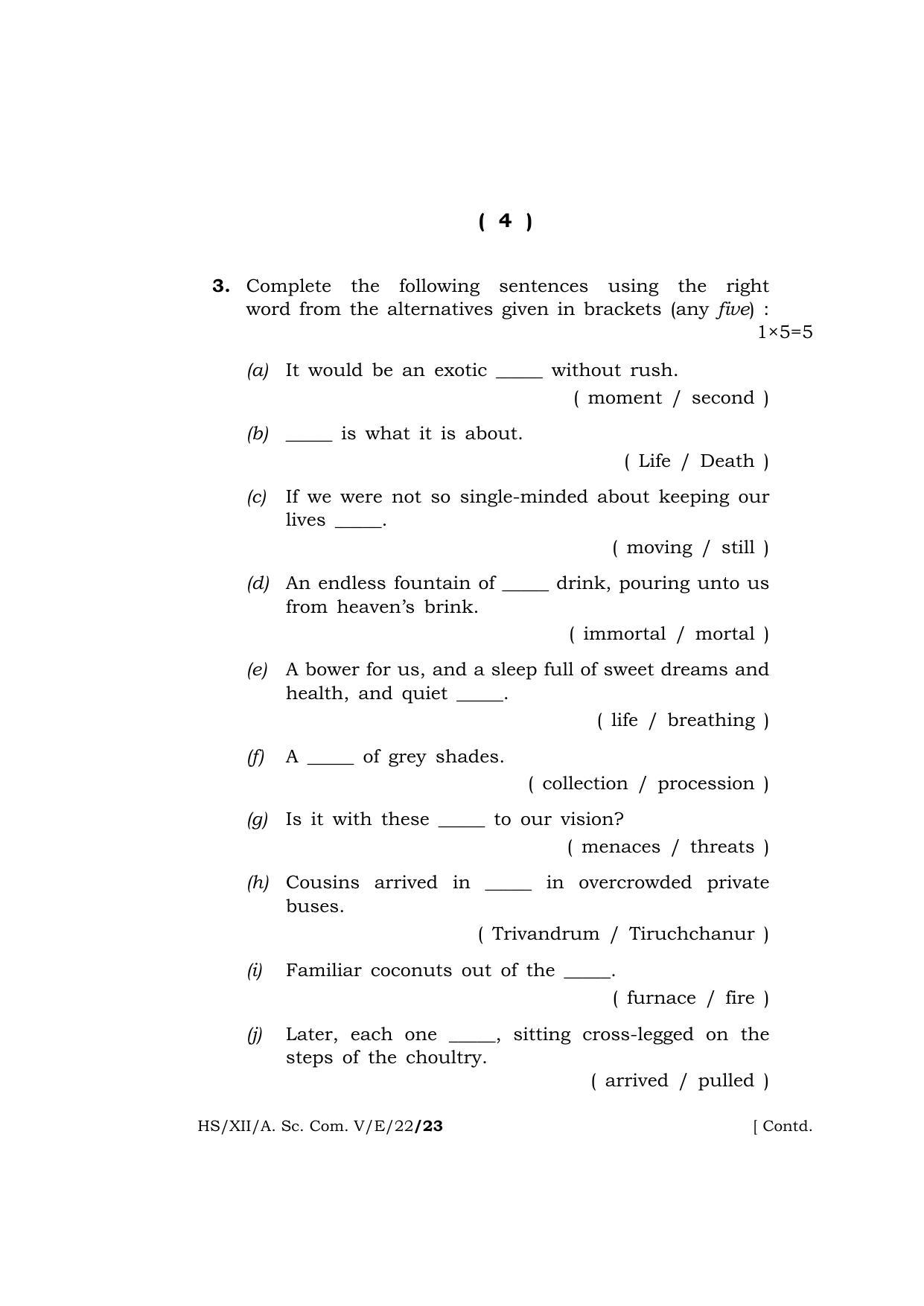 Meghalaya Board (MBOSE) Class 12 ELECTIVE ENGLISH  (HS-XII-A. Sc. Com. V-E-22) 2022 Question Paper - Page 4