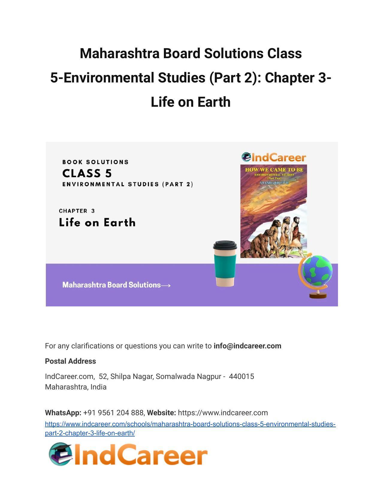 Maharashtra Board Solutions Class 5-Environmental Studies (Part 2): Chapter 3- Life on Earth - Page 1