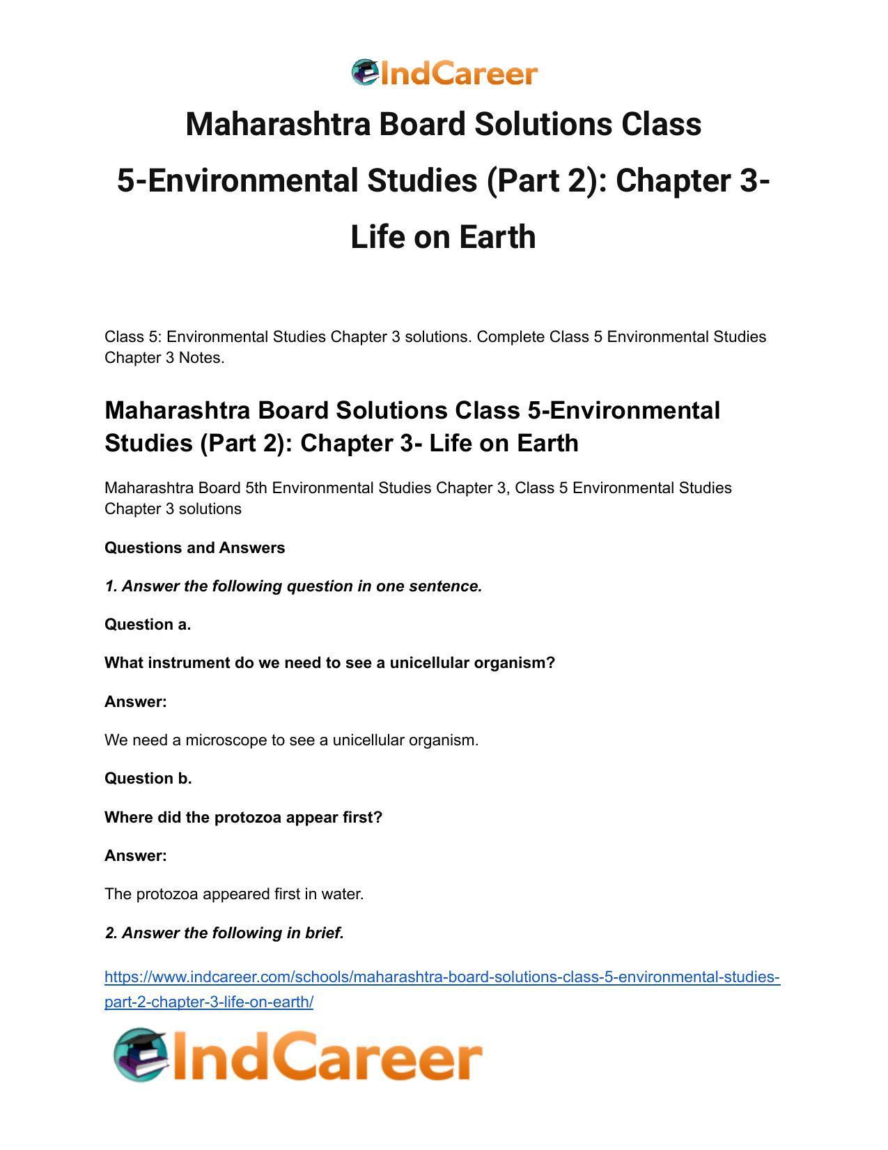 Maharashtra Board Solutions Class 5-Environmental Studies (Part 2): Chapter 3- Life on Earth - Page 2