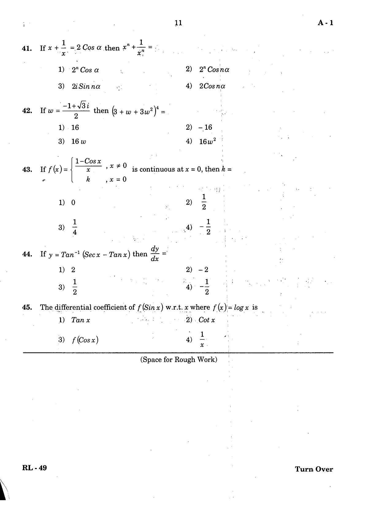 COMEDK UGET 2017 Maths Question Paper - Page 9