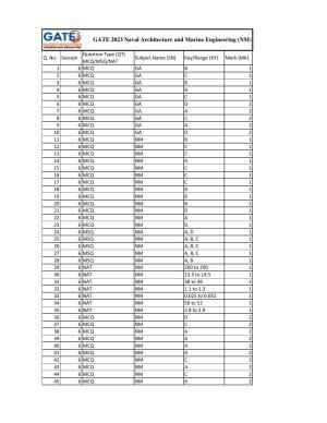 GATE 2023 Naval Architecture and Marine Engineering (NM) Answer Key