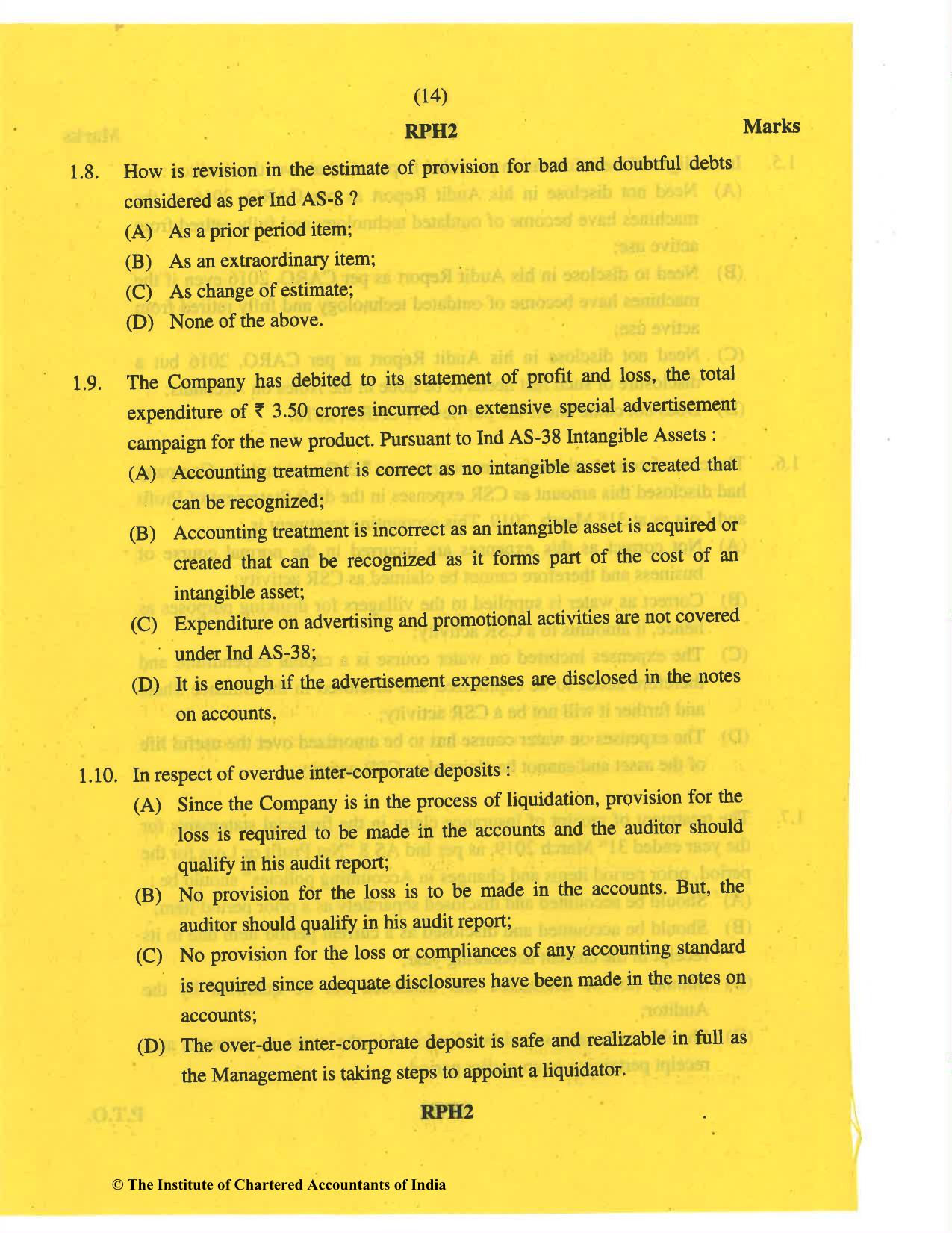 CA Final May 2019 Question Paper - Paper 6F – Multidisciplinary Case Study - Page 14