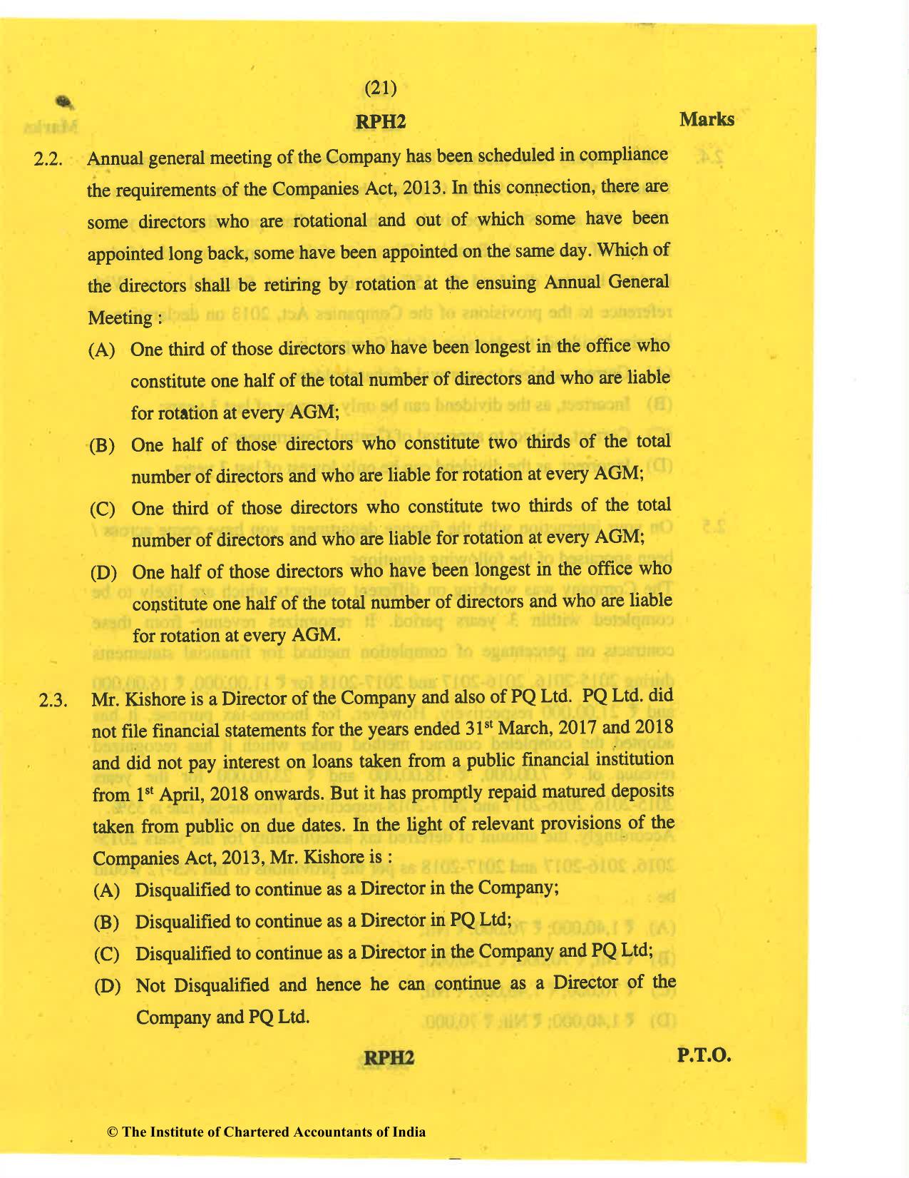 CA Final May 2019 Question Paper - Paper 6F – Multidisciplinary Case Study - Page 21