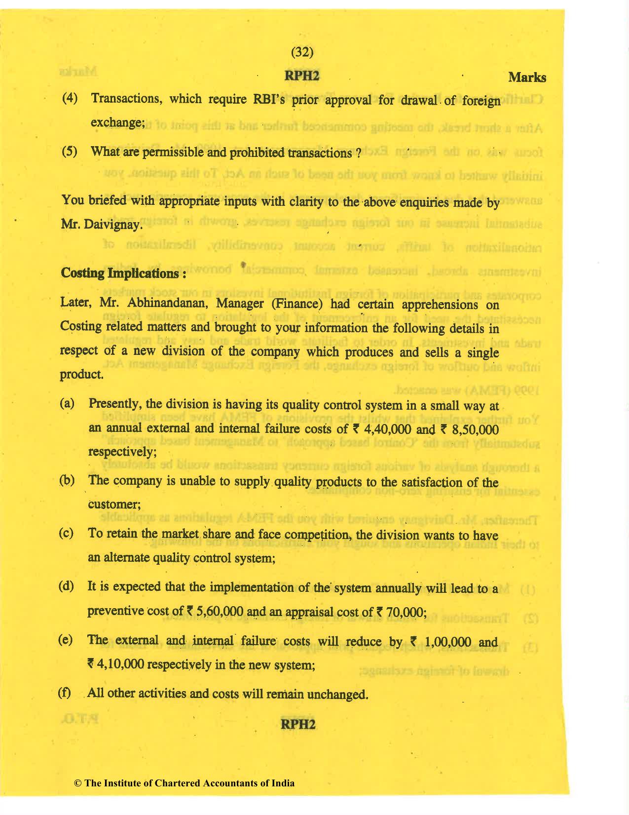 CA Final May 2019 Question Paper - Paper 6F – Multidisciplinary Case Study - Page 32