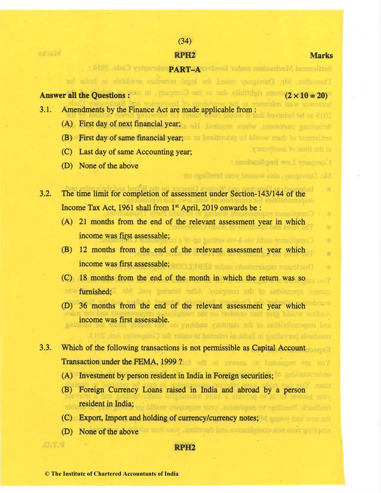 CA Final May 2019 Question Paper - Paper 6F – Multidisciplinary Case Study - Page 34