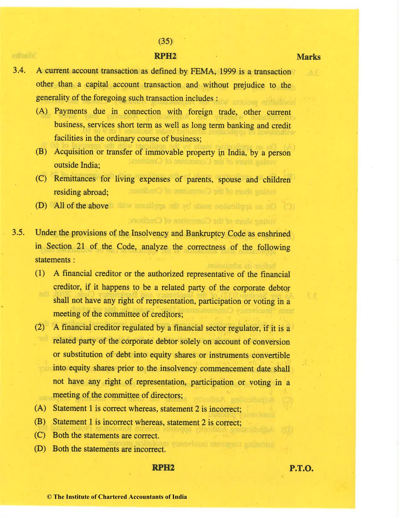 CA Final May 2019 Question Paper - Paper 6F – Multidisciplinary Case Study - Page 35