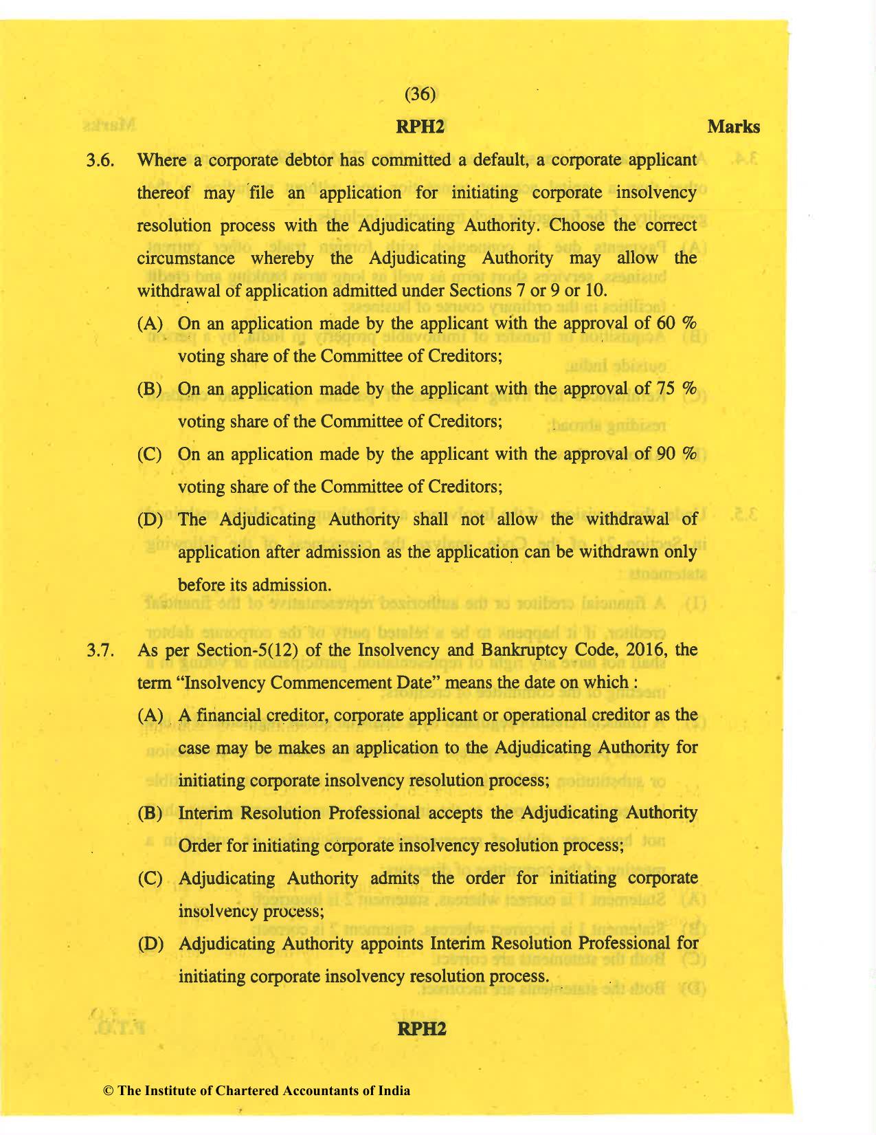 CA Final May 2019 Question Paper - Paper 6F – Multidisciplinary Case Study - Page 36