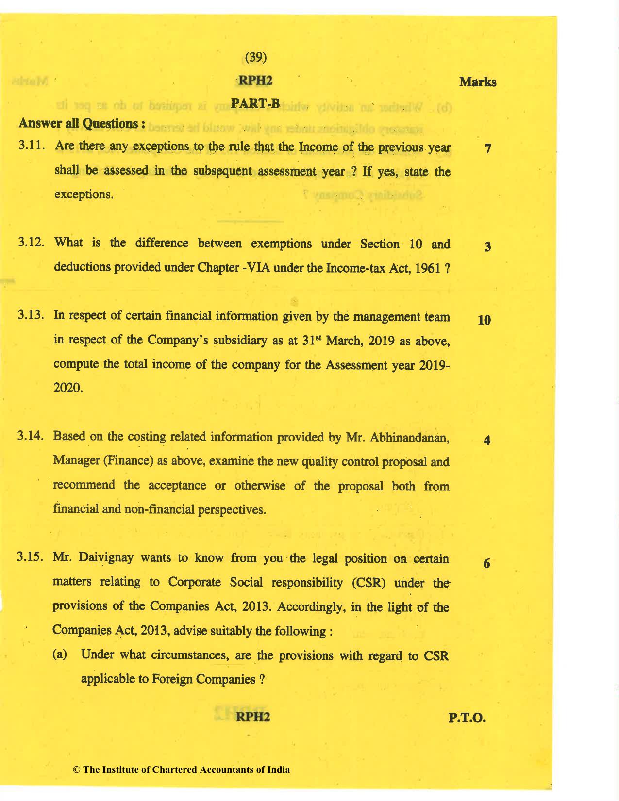 CA Final May 2019 Question Paper - Paper 6F – Multidisciplinary Case Study - Page 39