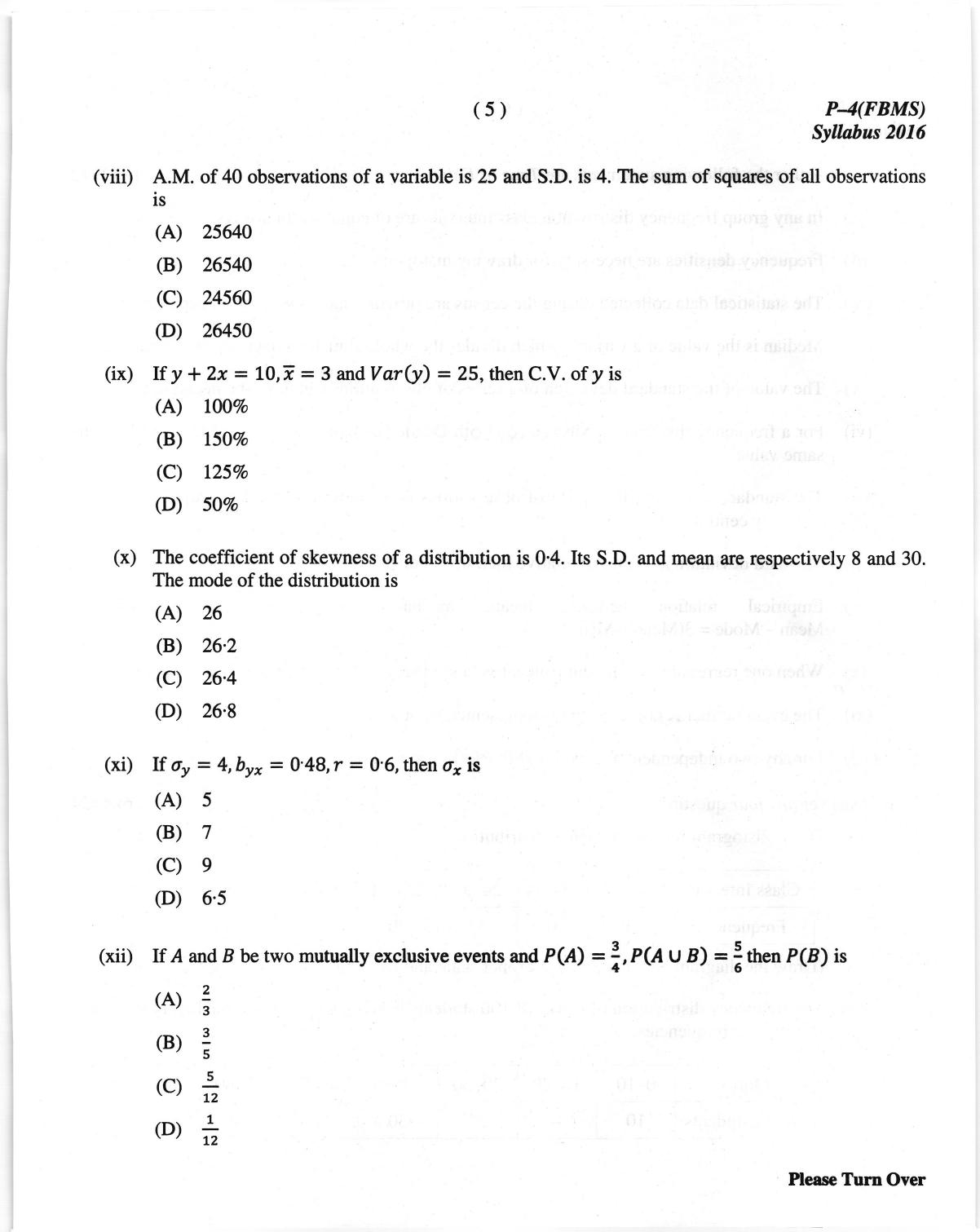 ICMAI June 2018 Fundamentals of Business Mathematics and Statistics Question Paper  - Page 5