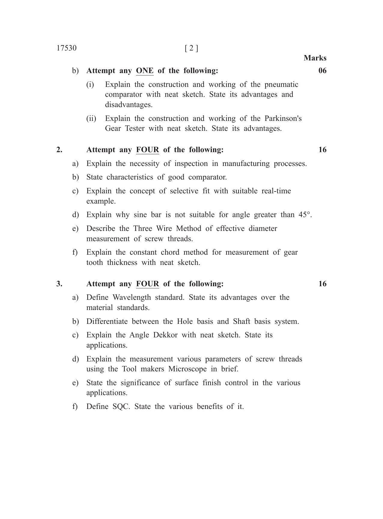 MSBTE Winter Question Paper 2019 - Metrology and Quality Control - Page 2