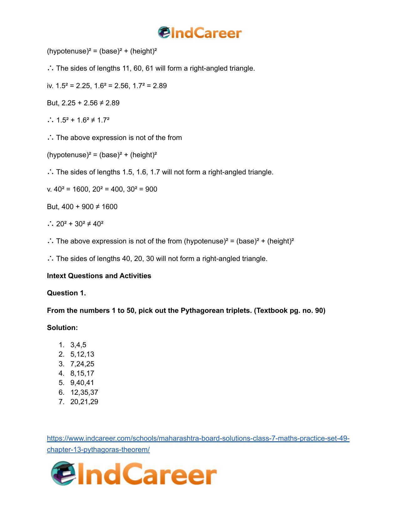 Maharashtra Board Solutions Class 7-Maths (Practice Set 49): Chapter 13- Pythagoras Theorem - Page 5