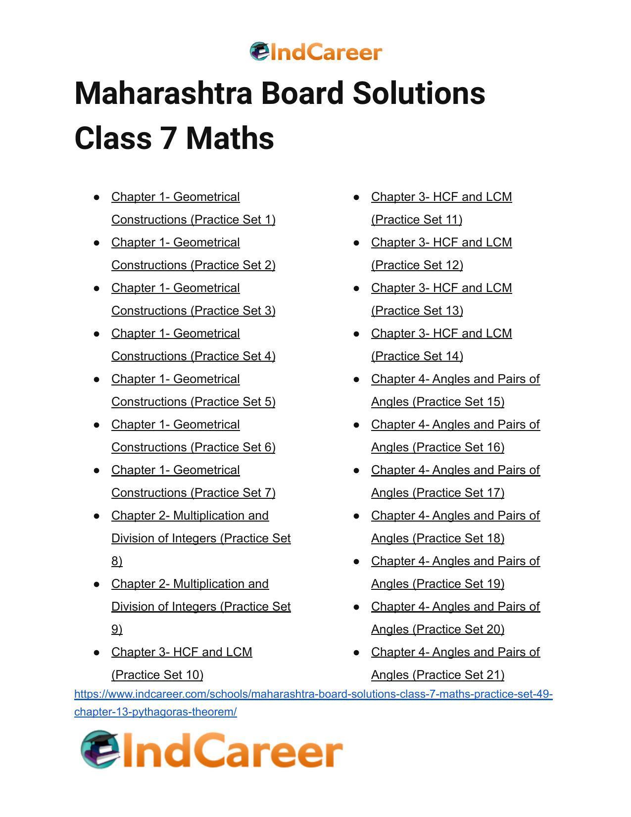 Maharashtra Board Solutions Class 7-Maths (Practice Set 49): Chapter 13- Pythagoras Theorem - Page 7
