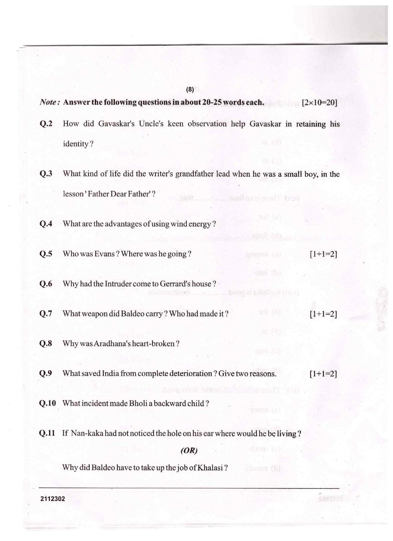 CGSOS Class 12 English Question Paper - Page 8