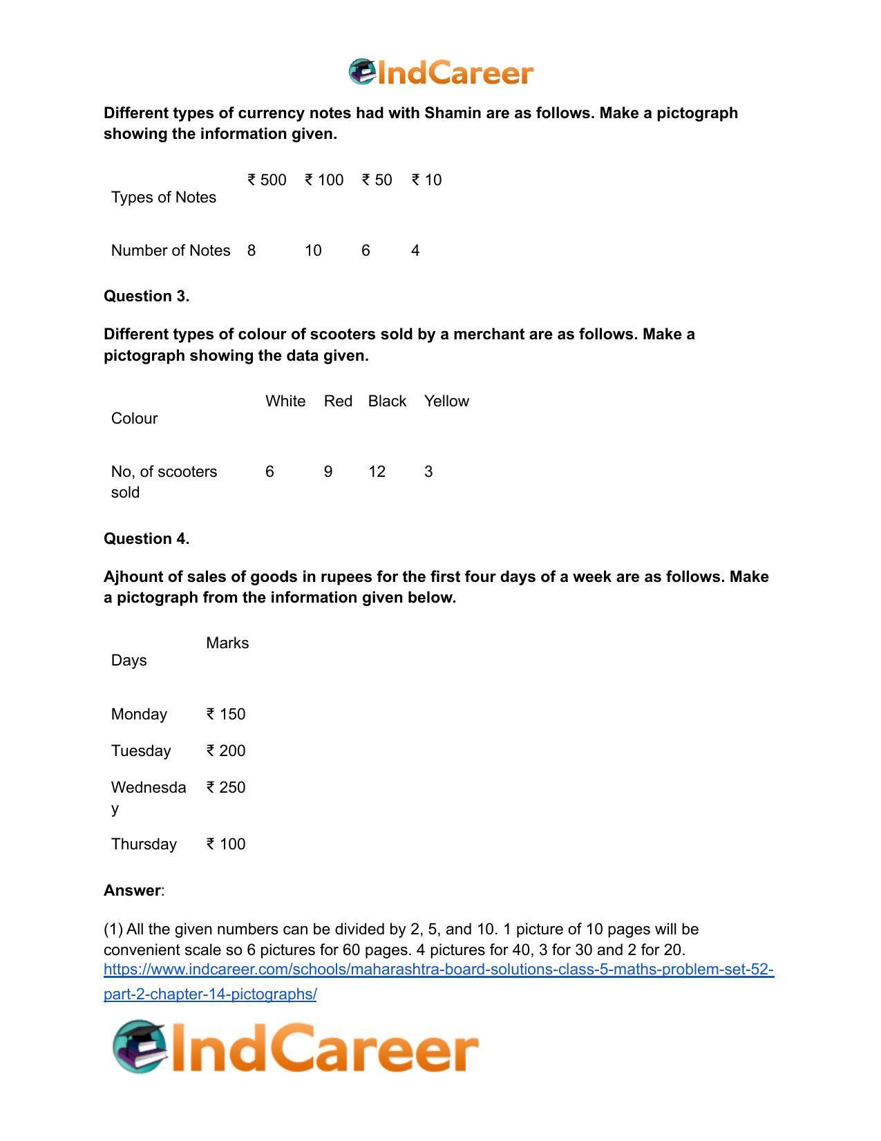 Maharashtra Board Solutions Class 5-Maths (Problem Set 52) - Part 2: Chapter 14- Pictographs - Page 6