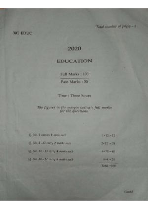 Assam HS 2nd Year Education 2020 Question Paper