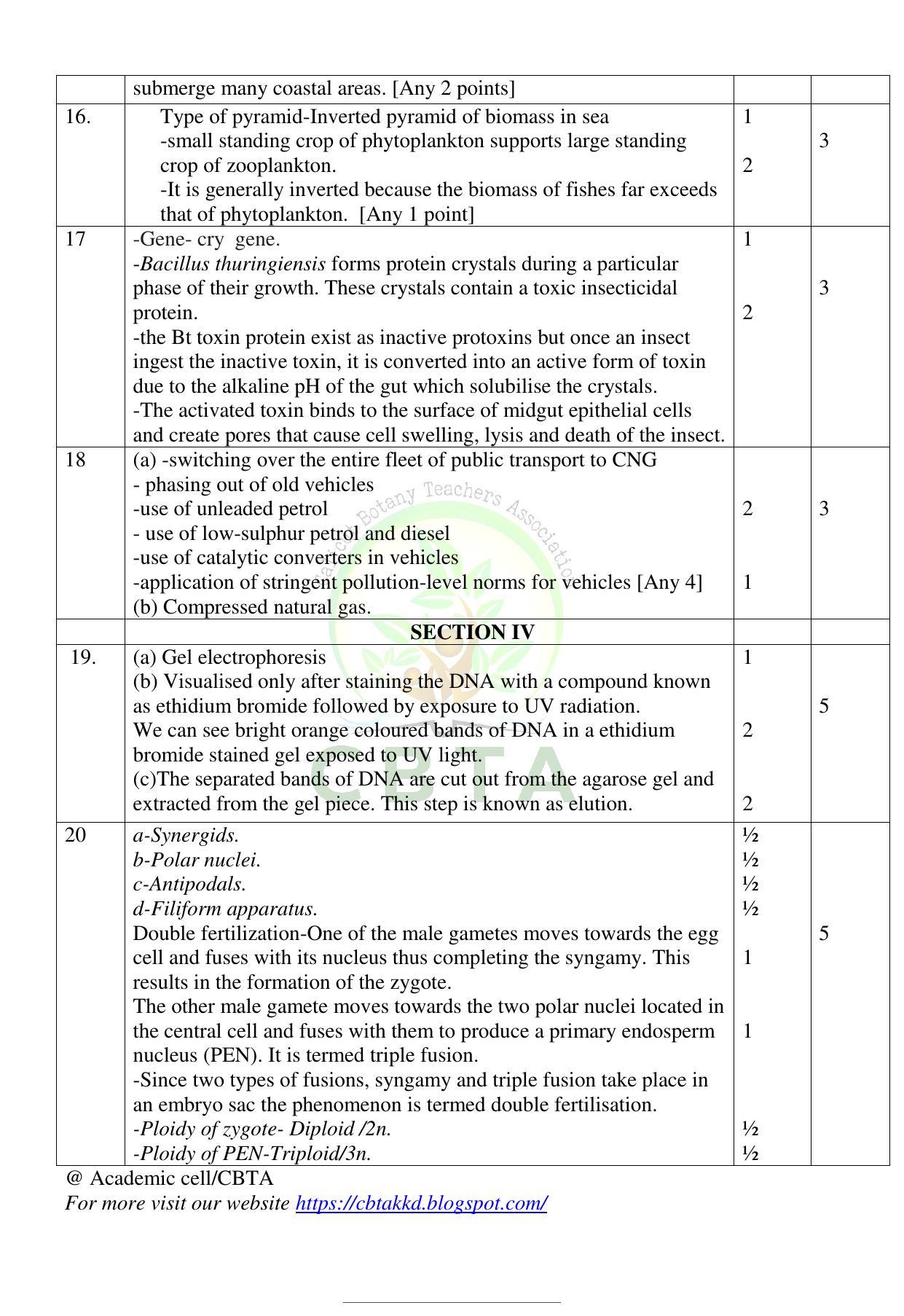 Kerala Plus Two 2022 Botany Model (Part-A) Answer key - Page 2