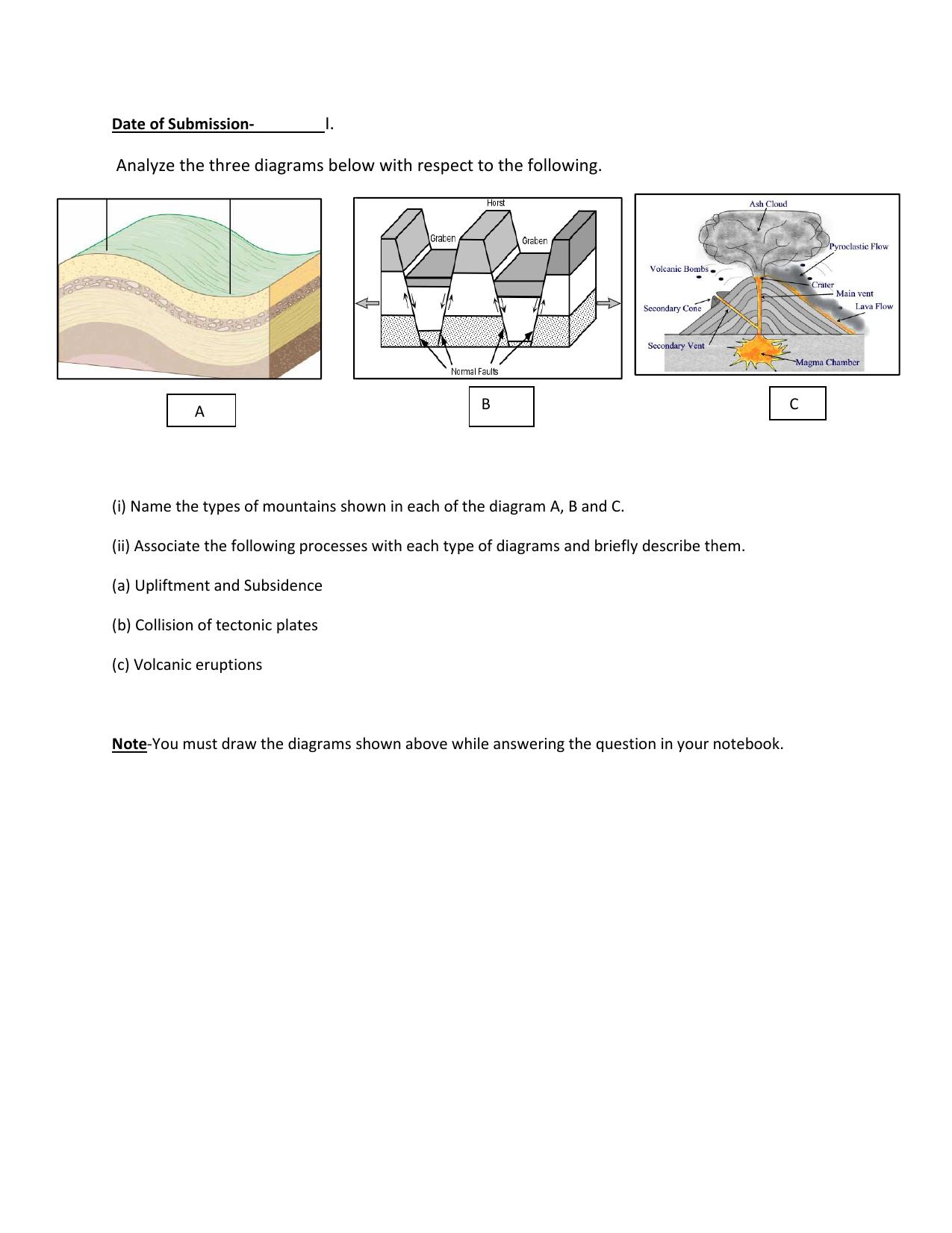 CBSE Worksheets for Class 6 Social Science Tectonic plates Assignment - Page 1