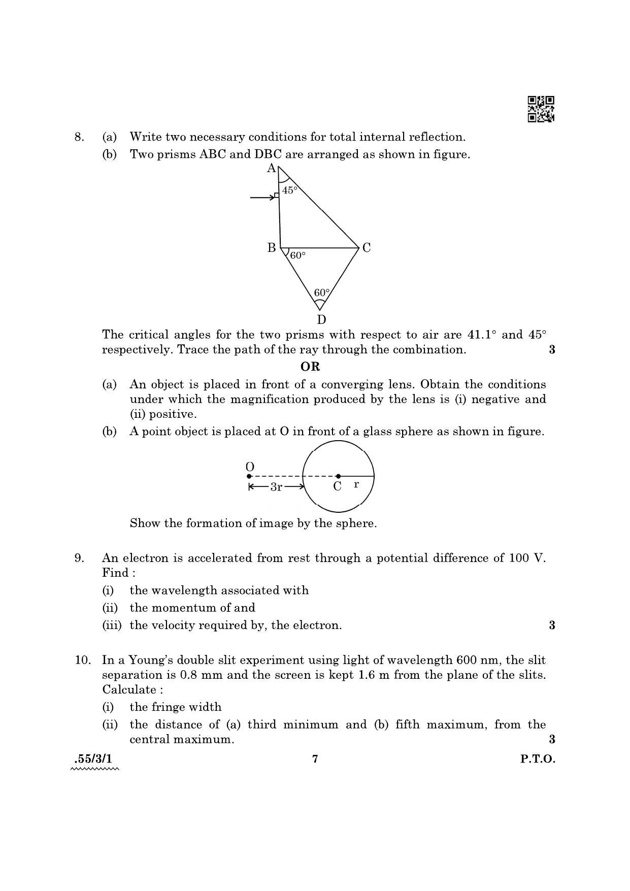 CBSE Class 12 55-3-1 Physics 2022 Question Paper - Page 7