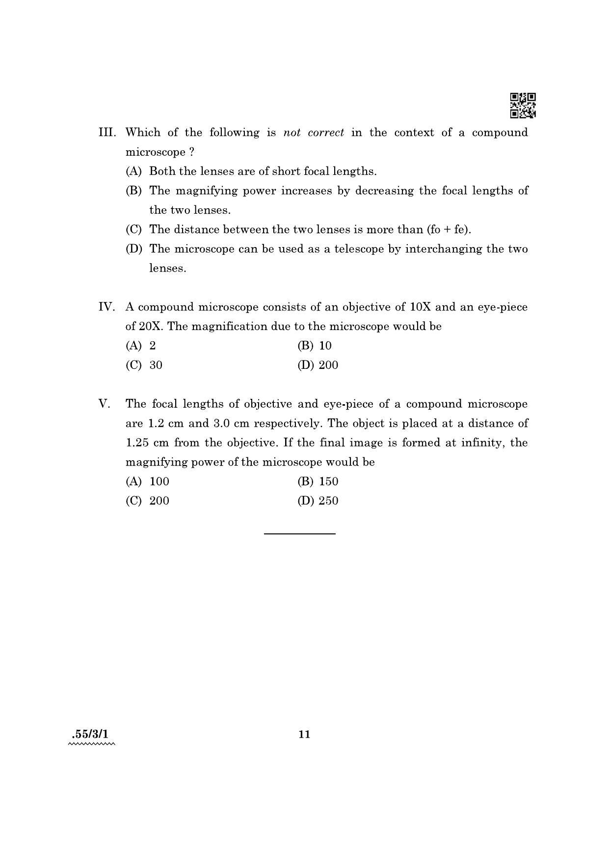 CBSE Class 12 55-3-1 Physics 2022 Question Paper - Page 11