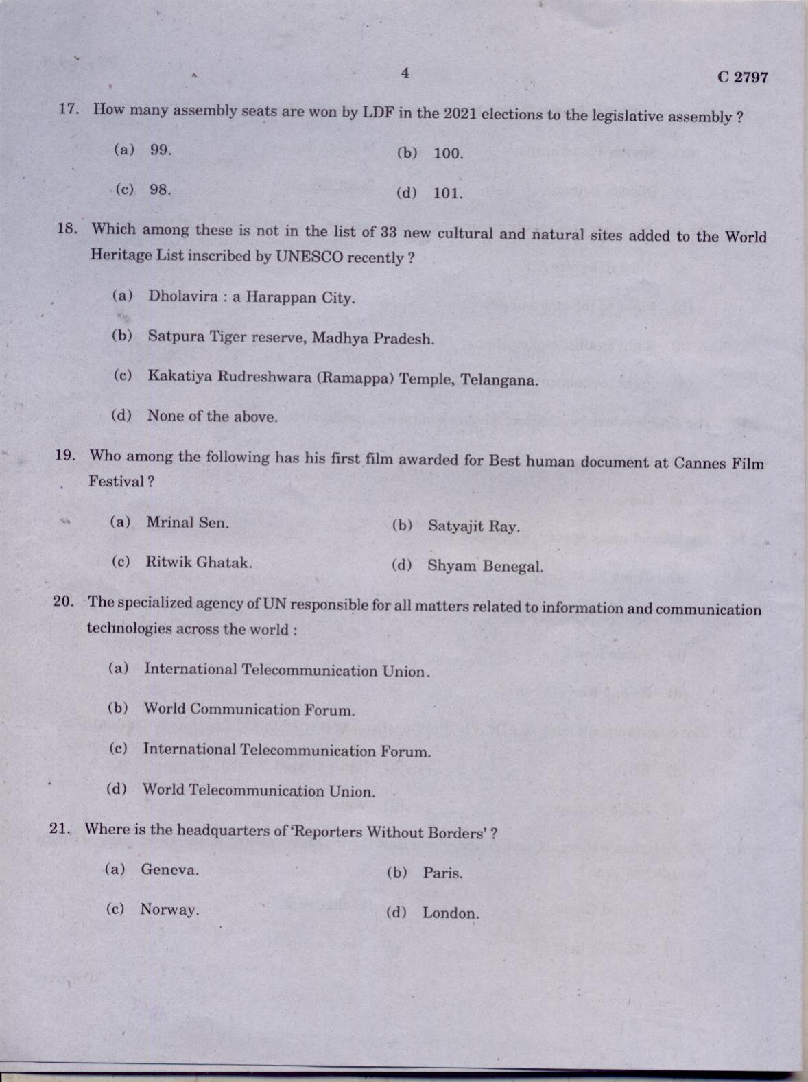 CUCAT 2021 M.A Journalism & Mass Communication Question Paper - Page 4