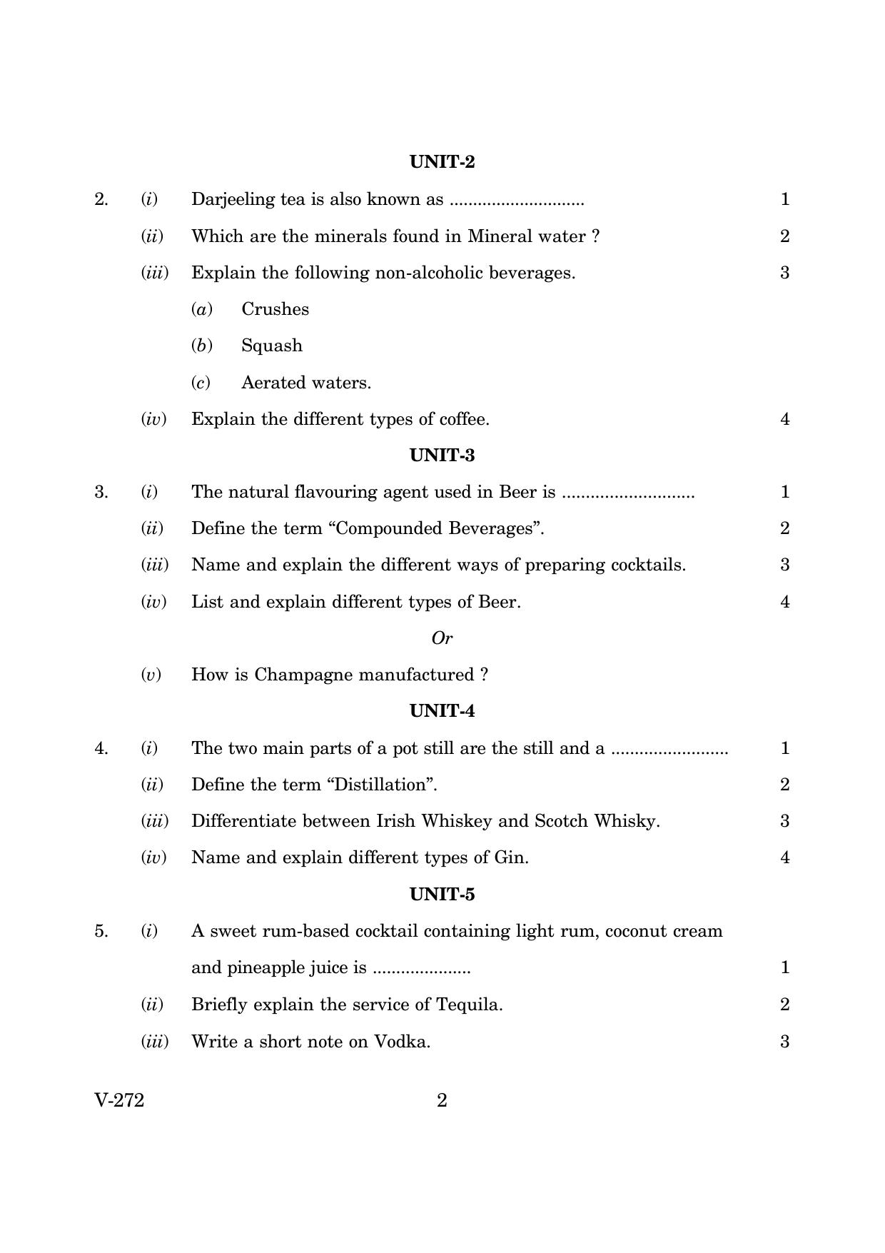 Goa Board Class 12 Food & Beverage Service  2019 (March 2019) Question Paper - Page 2