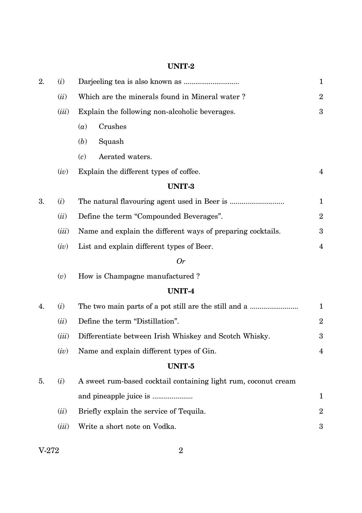Goa Board Class 12 Food & Beverage Service 2019 (March 2019) Question Paper - Page 2