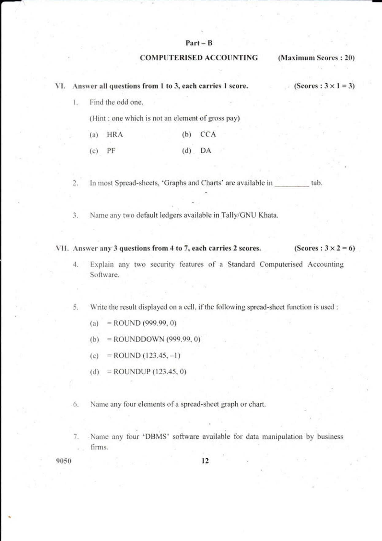 Kerala Plus Two 2018 Accountancy CA Question paper - Page 12