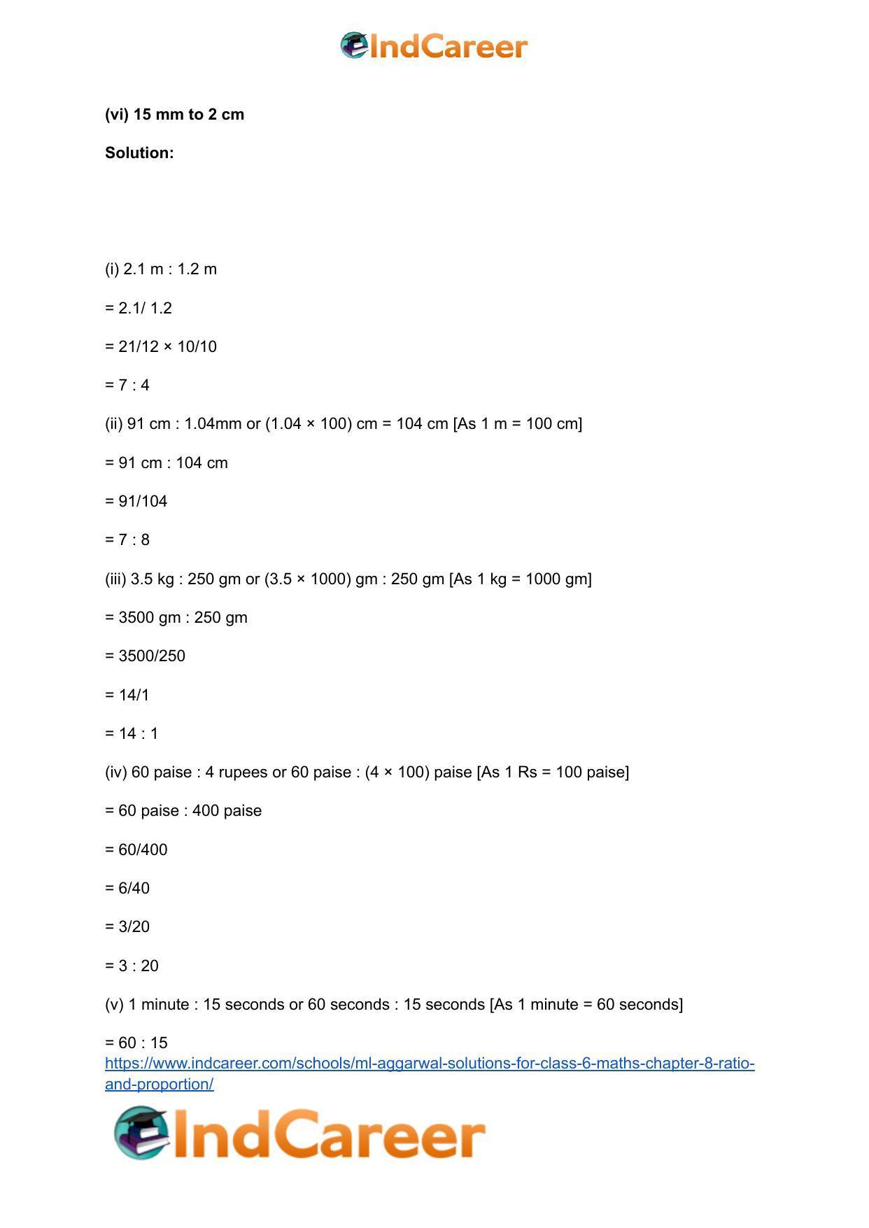 ML Aggarwal Solutions for Class 6 Maths Chapter 8- Ratio and Proportion - Page 4